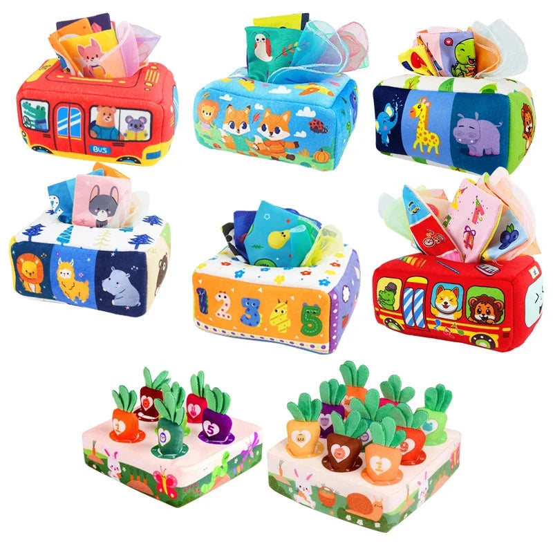 Baby Carrot Harvest Montessori Toy | Toddler Tissue Box Game