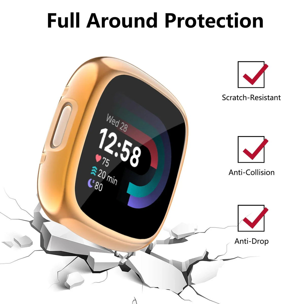 Soft TPU Screen Protector Case for Fitbit Versa 3 Cover Shell