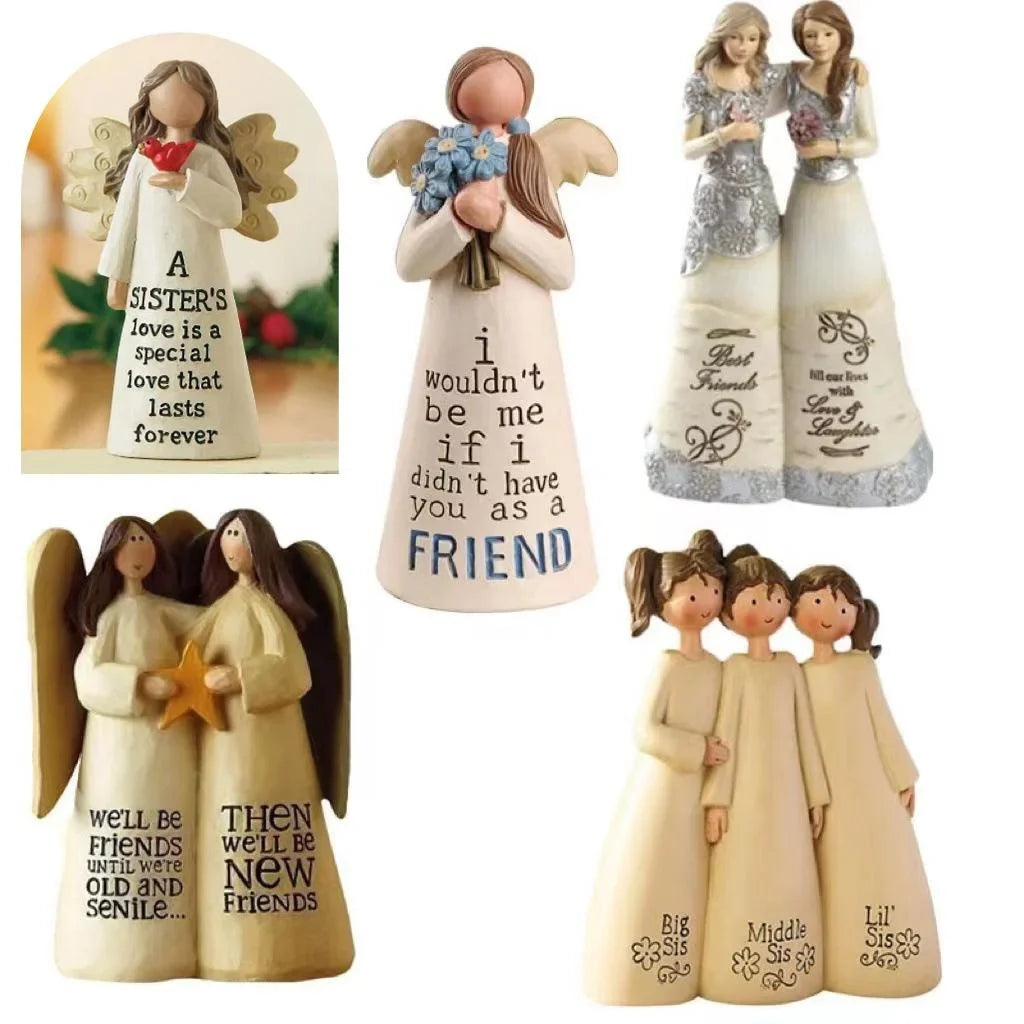 Resin Angel Friendship Figurine – Sister & Friend Gift Decor