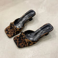 Women's Butterfly-Knot Square Toe Slide Mule Slippers Low Heel
