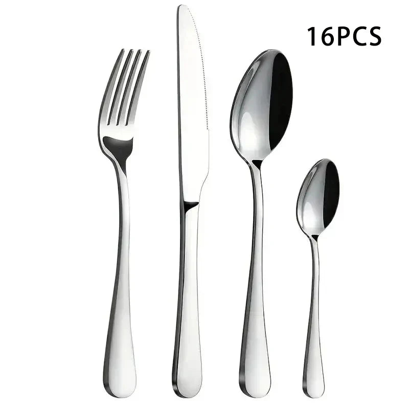 16-Piece Stainless Steel Cutlery Set – Knives, Forks & Spoons