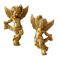 Cherub Angel Statue Pair – Gold Resin Desktop & Wall Ornament