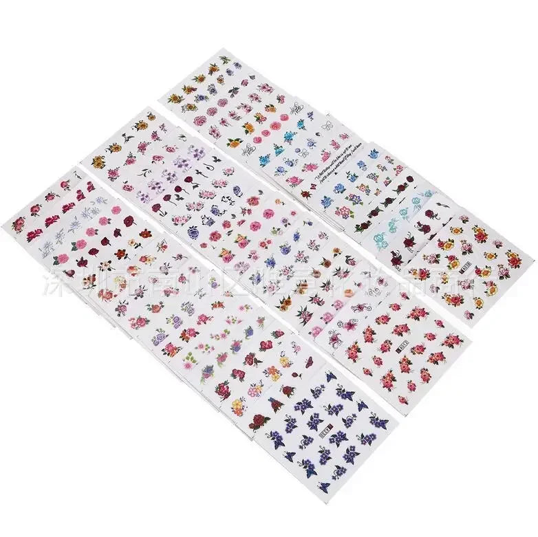 Flower & Geometric Nail Water Transfer Stickers Mixed Colors
