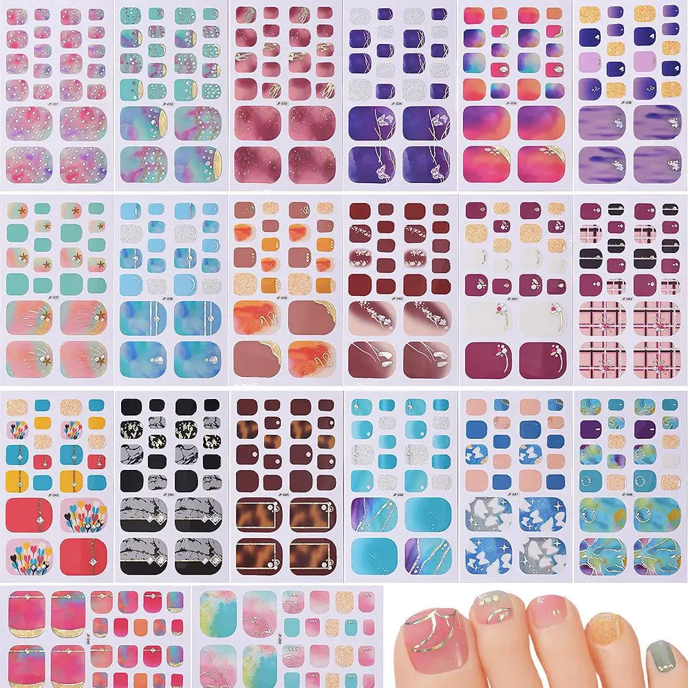 Glitter Toenail Stickers 22 Tips – Full Wrap Nail Decals