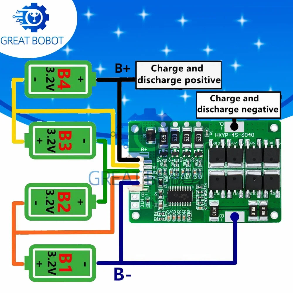 4S 20A LiFePO4 BMS 12.8V 14.4V Battery Management System