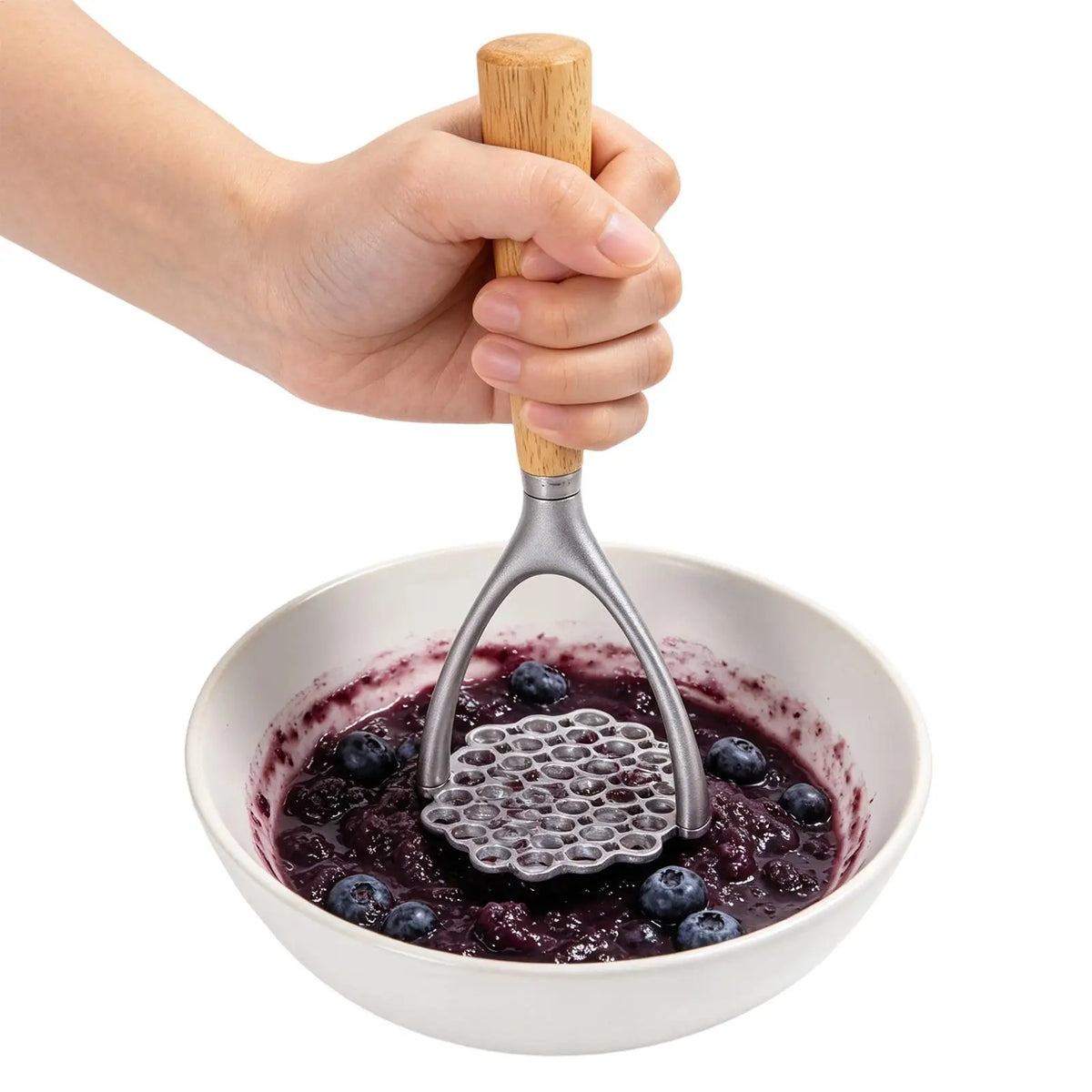 Mashed Potato Masher Double Arc Wooden Handle Kitchen Tool Ricer Food