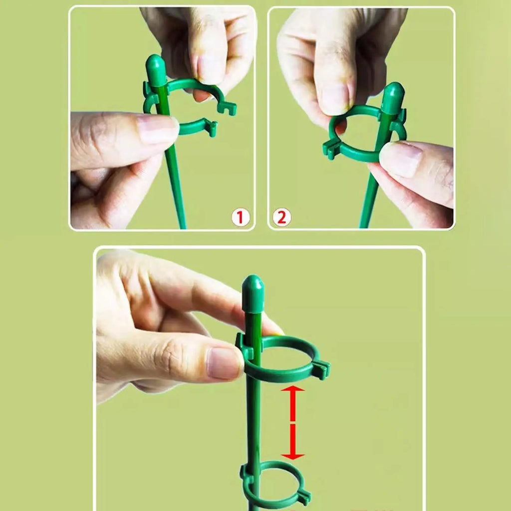 10-Pack Adjustable Plant Support Stakes with Clips – 45cm