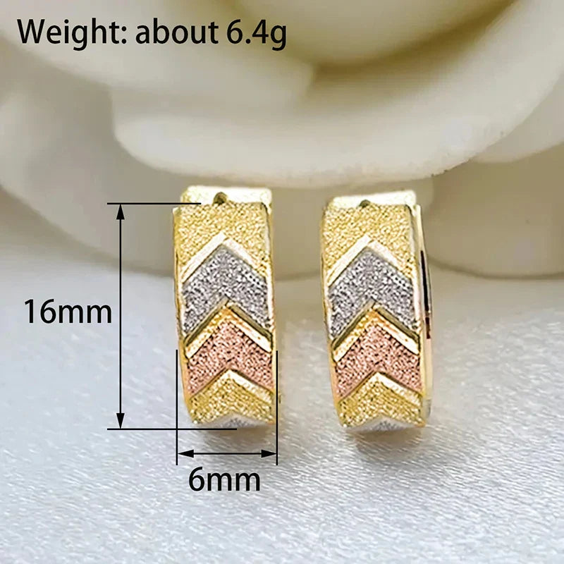 Huitan Matte Gold V-Shape Enamel Hoop Earrings | Geometric Huggie