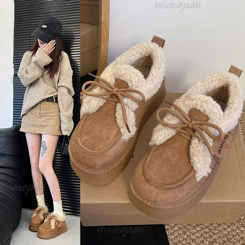 Women's Fur-Lined Snow Boots – Plush Platform Winter Booties
