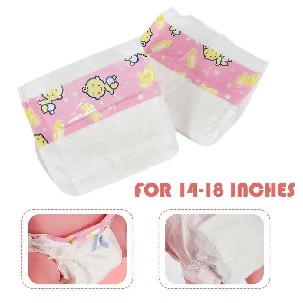 10pcs Mini Doll Diapers for 17" Baby Dolls | Dollhouse Accessories