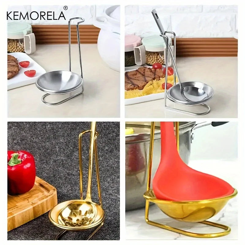 Gold Stainless Steel Spoon Holder & Ladle Rest | Kitchen Tray