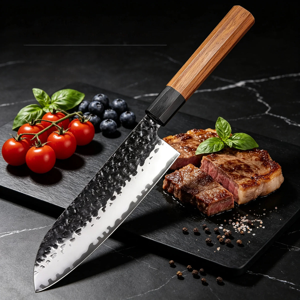 Hand Forged Japanese Santoku Knife – Sharp Stainless Chef Knife