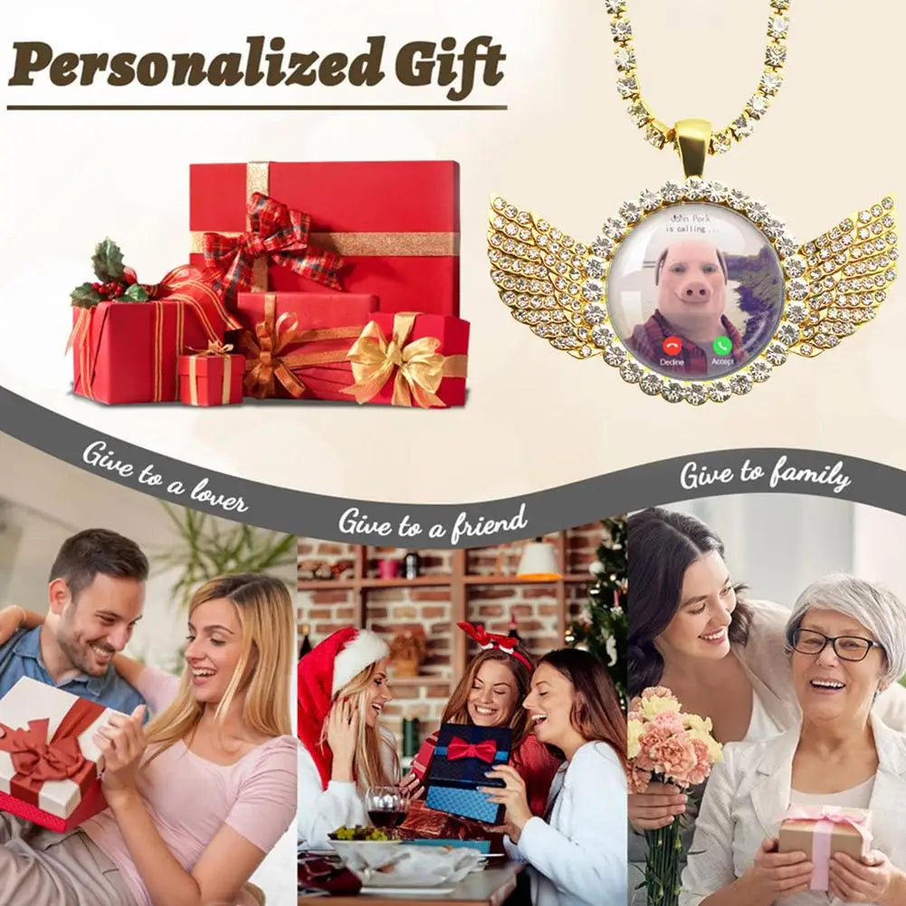 Funny Pig Angel Wings Pendant Necklace | Humor Jewelry Gift