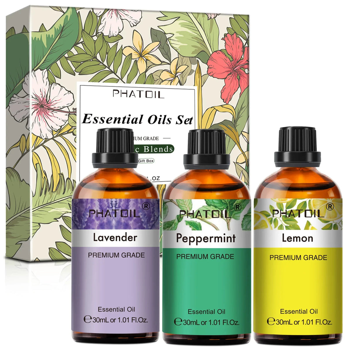 PHATOIL Pure Essential Oils 30ml | Aromatherapy Diffuser Set