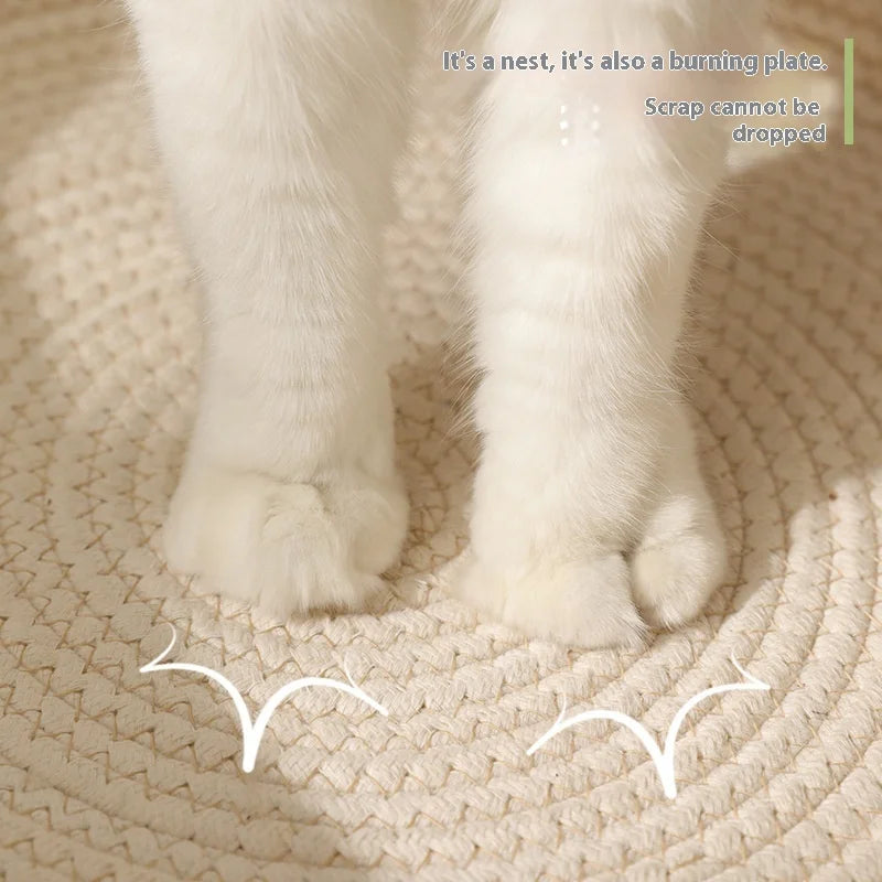 Round Rattan Hand-woven Japanese-style Nests Papyaki Pet Mat Dog Cat