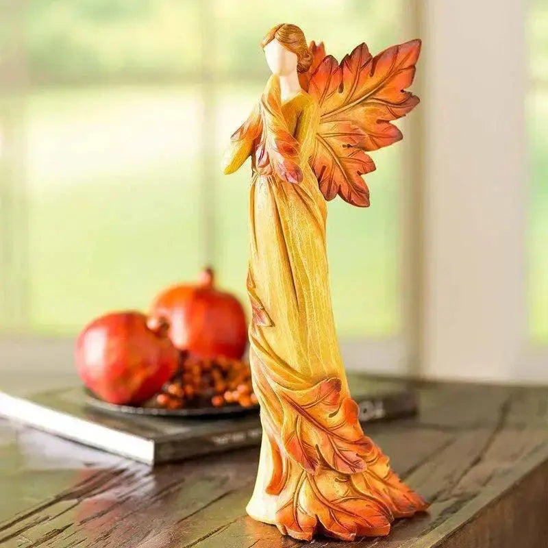 Autumn Maple Leaf Angel Figurine – Resin Home & Garden Statue