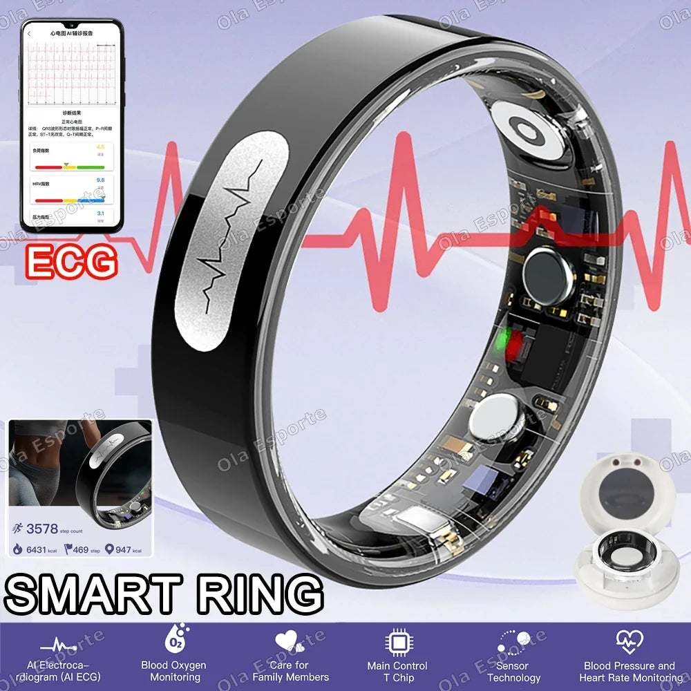 AI ECG Smart Ring – Heart Rate, Blood Pressure & Sleep Monitor