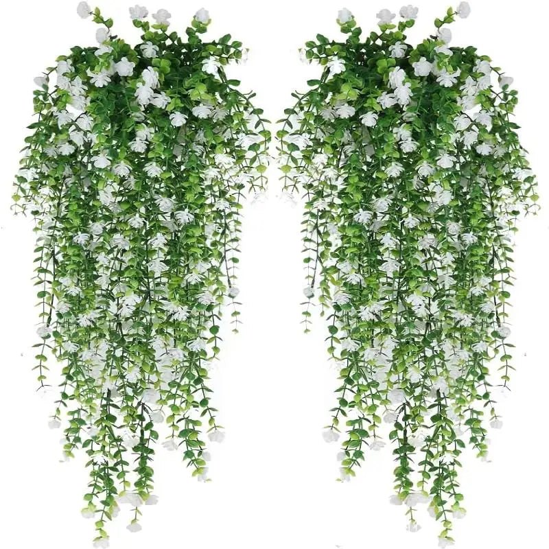Artificial Plant Hanging Flowers Eucalyptus Leaves Wall Home Garden