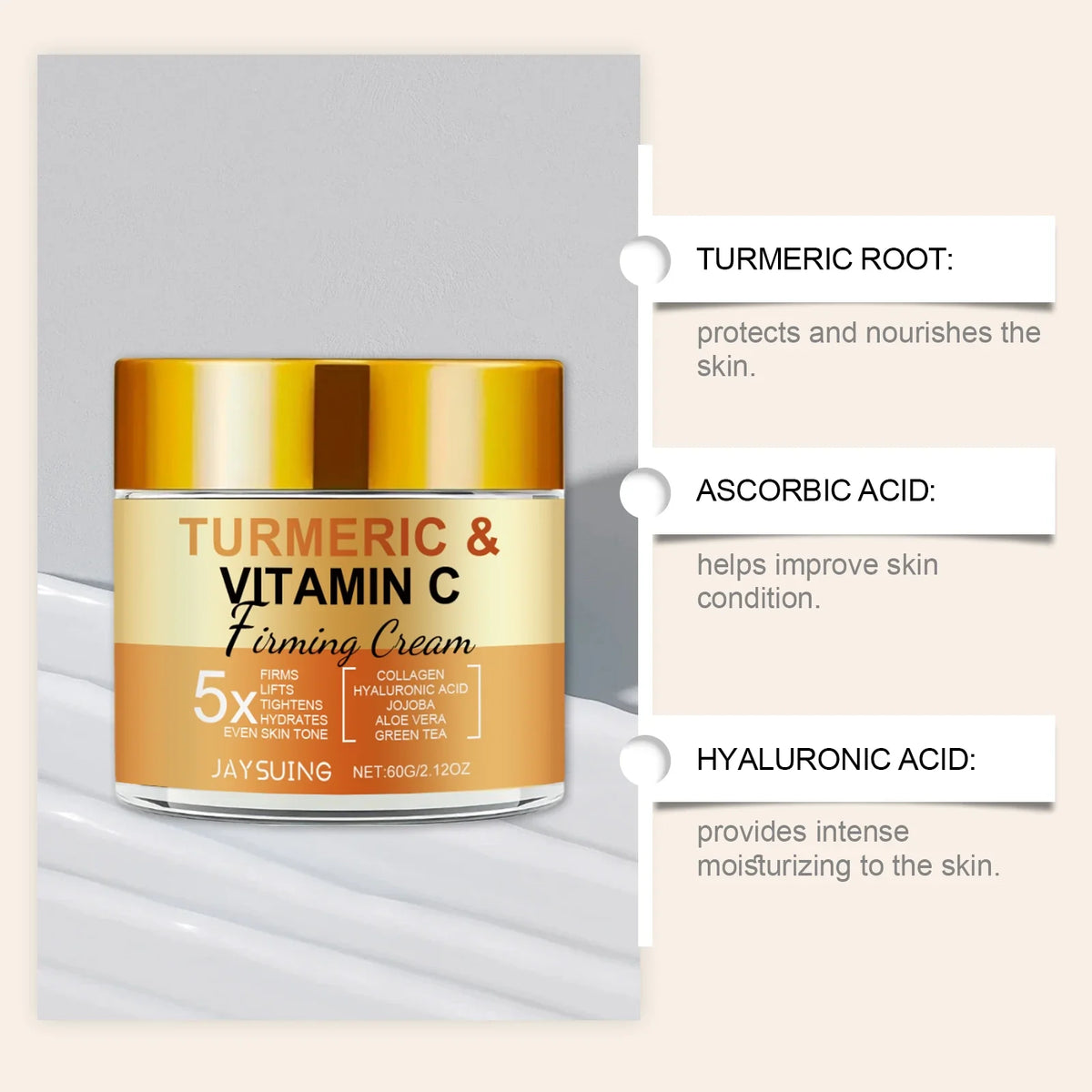 Jaysuing Turmeric Vitamin C Face Cream | Brighten & Anti-Age