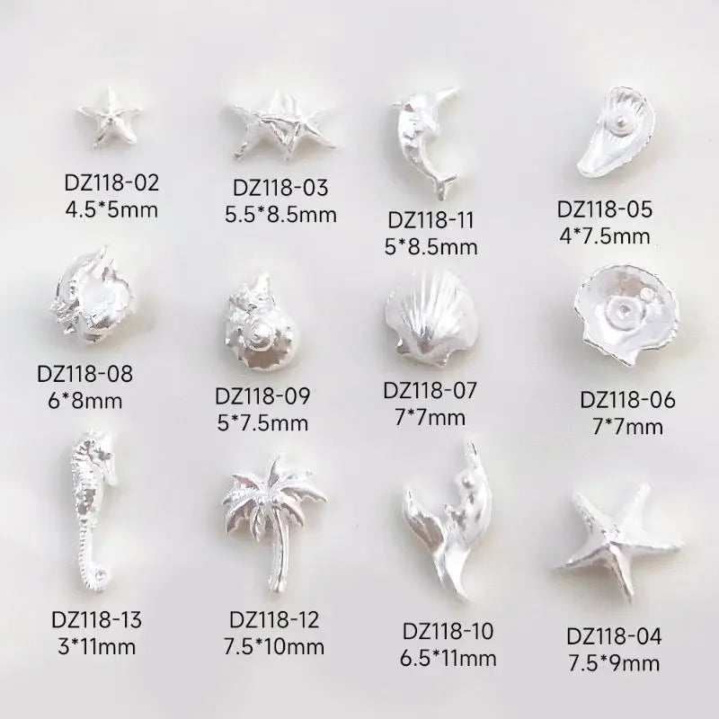 50 Pcs Ocean Resin Nail Art Charms – Shell, Starfish & Conch Set
