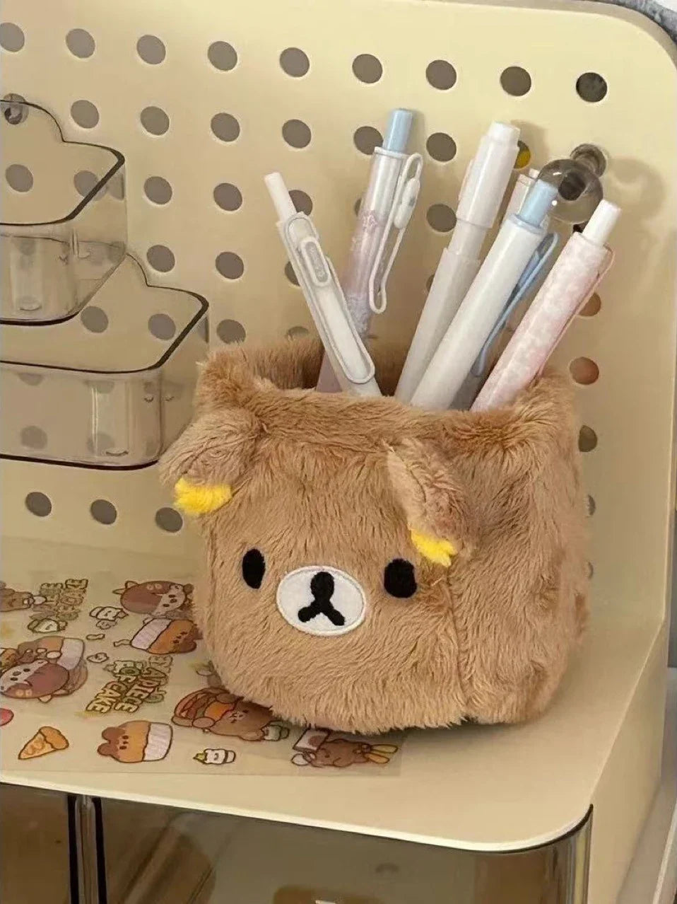 Plushes Pencil Holder Cosmetics Pen Container Kawaii Desk Accessories