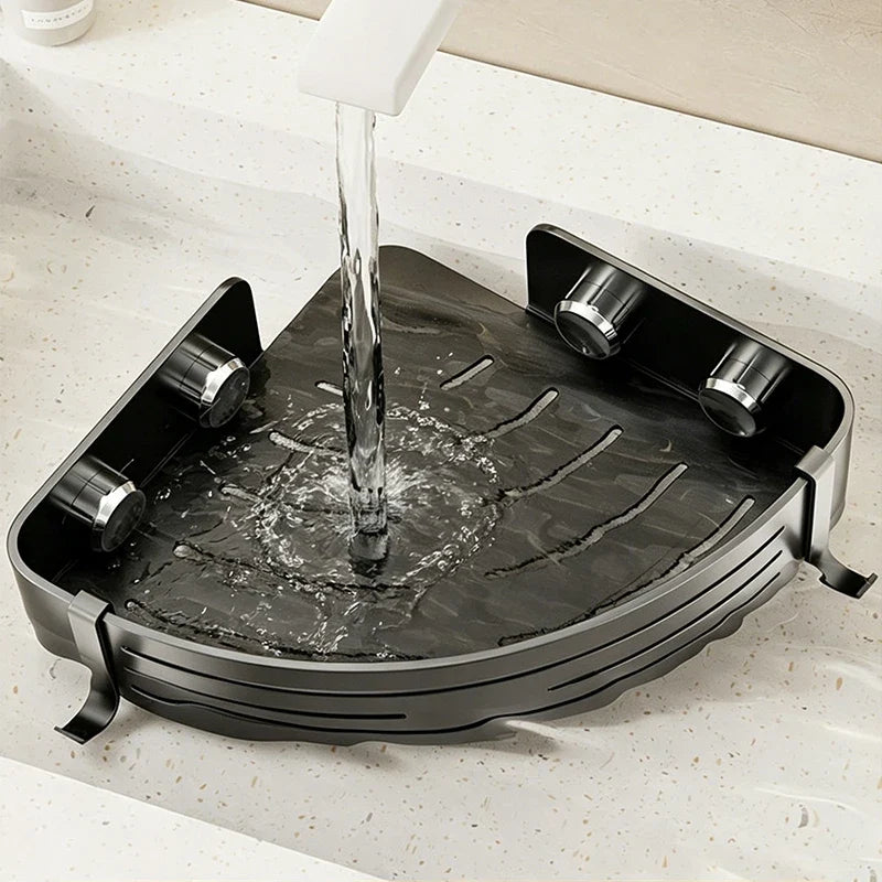 No-Drill Suction Cup Bathroom Corner Rack | Shampoo Shelf