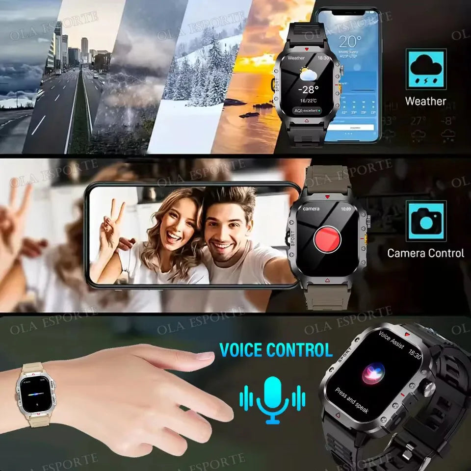 Military GPS Smart Watches Men Flashlight Waterproof Outdoor Sport