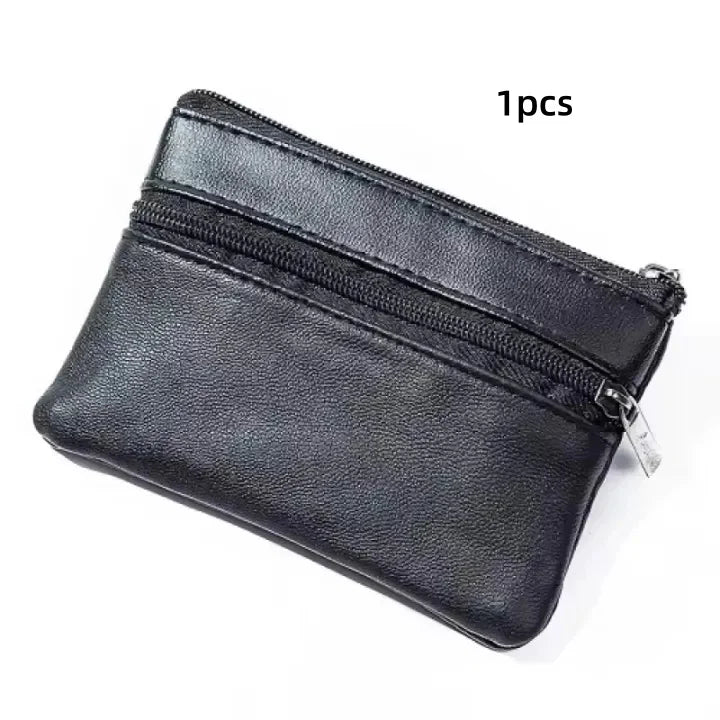 Unisex PU Leather Coin Purse & Key Holder – Zipper Mini Wallet