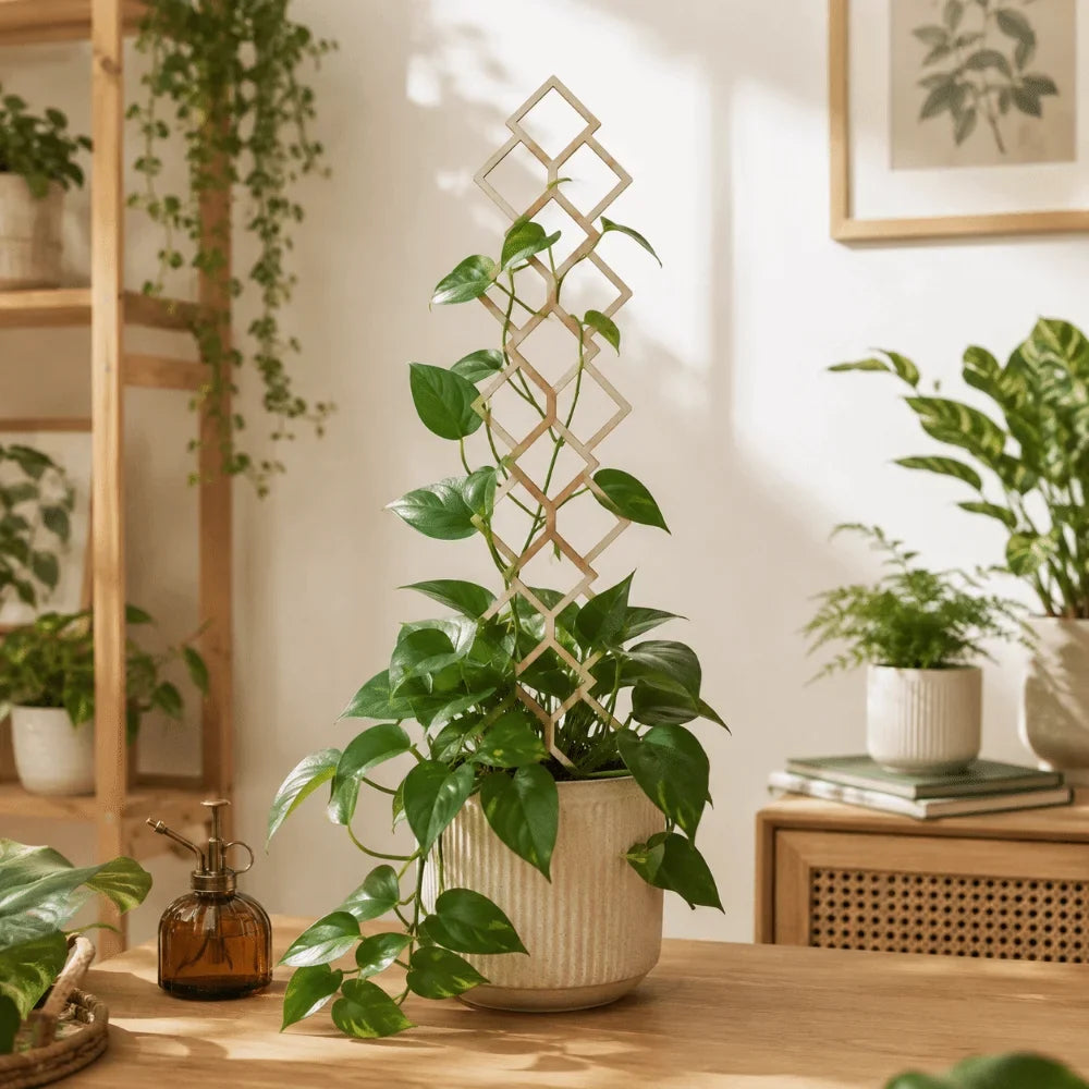 Wooden Plant Trellis | Geometric Climbing Vine Support Frame
