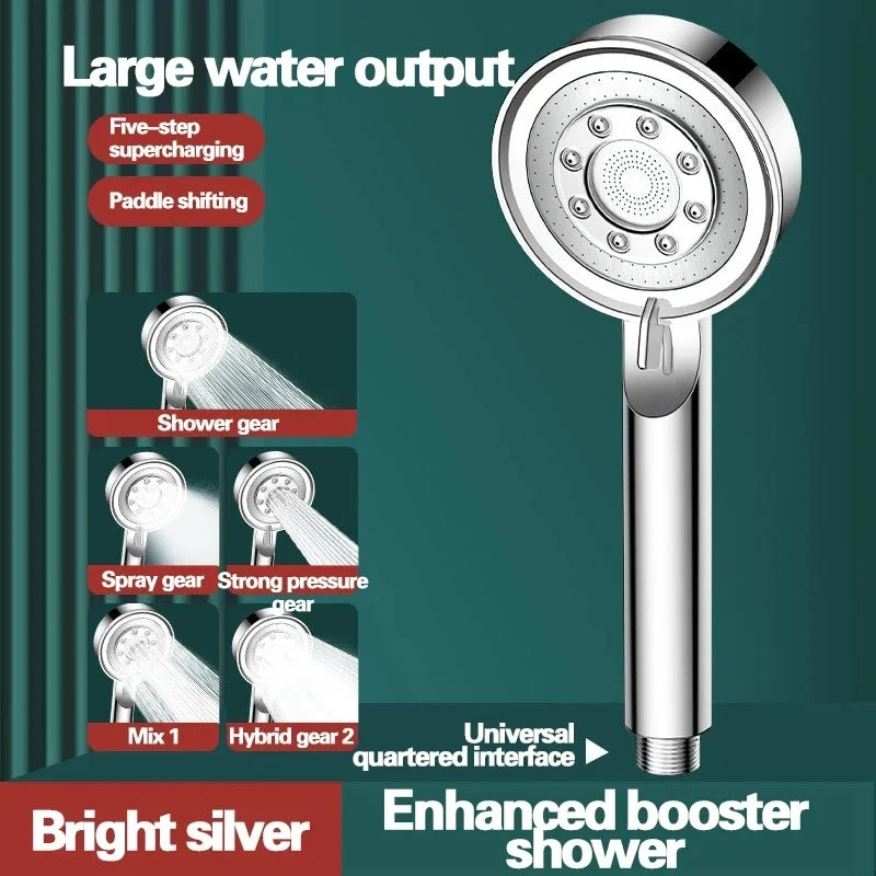 5-Mode High Pressure Handheld Shower Head Set | Water Saving