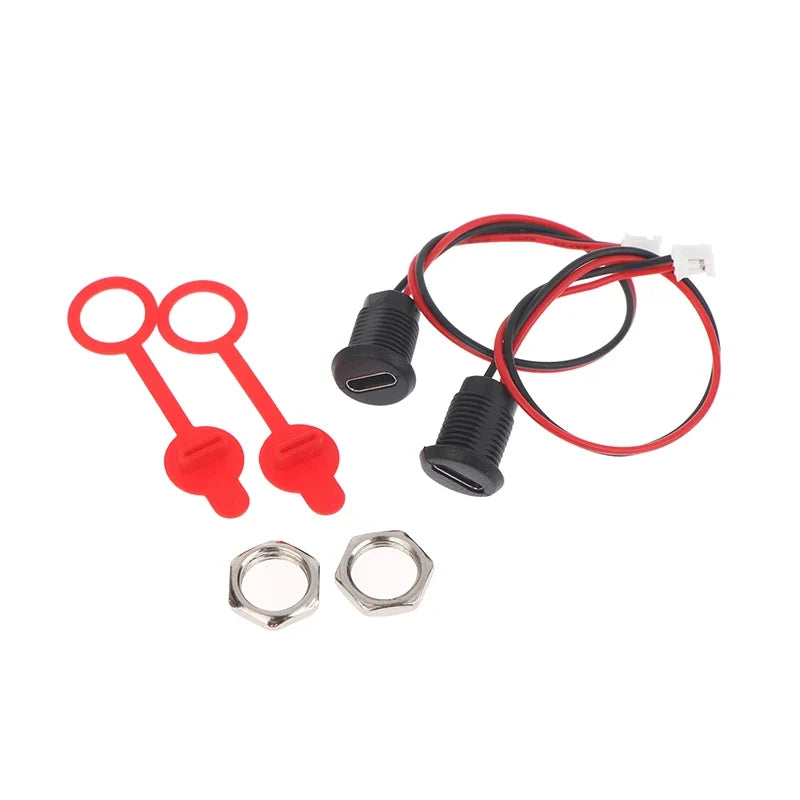 5 8 2Pin Charging Socket Female Mount Adapter USB Type-c Port