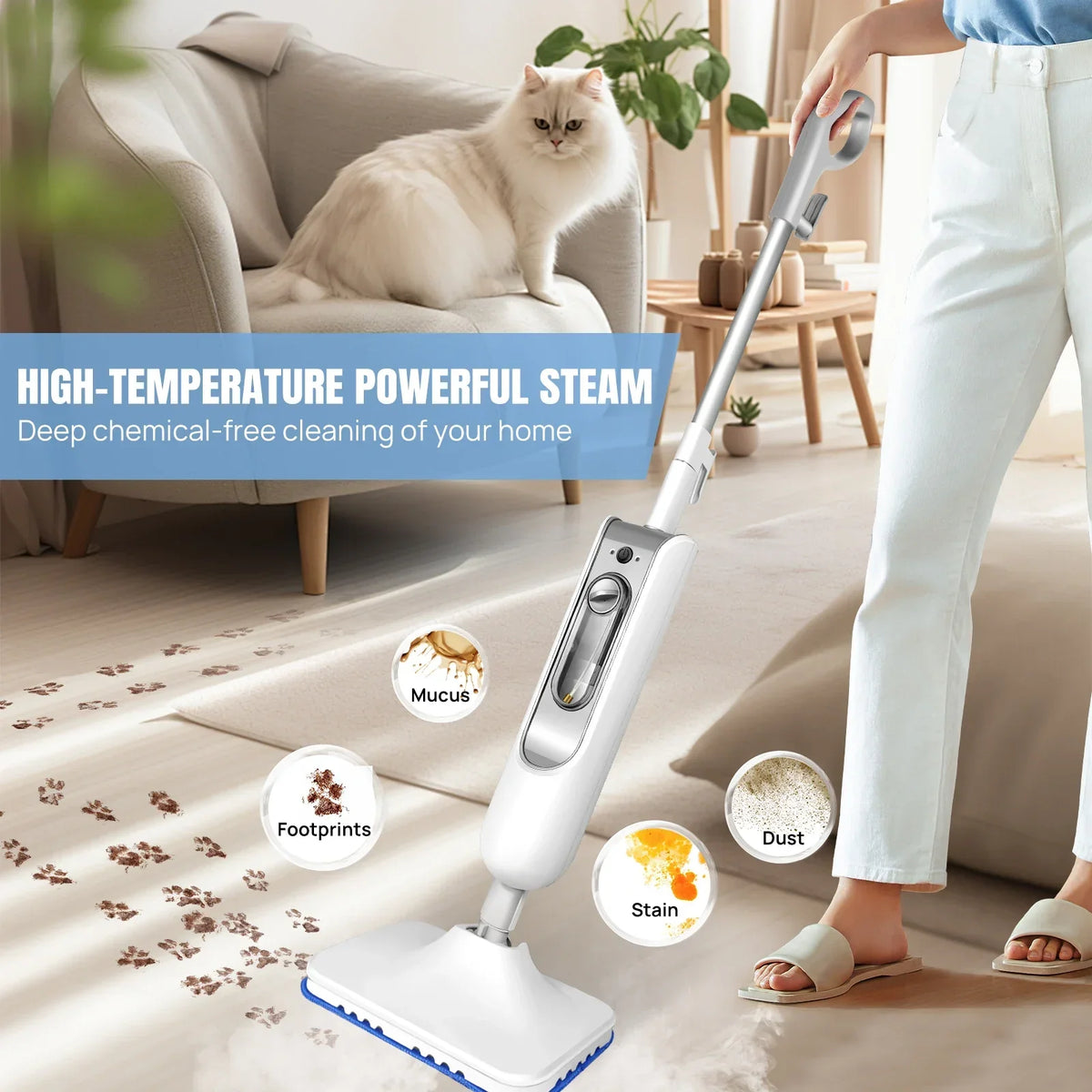 GUOHE 1500W Steam Mop & Detachable Cleaner | 400ml CE Certified