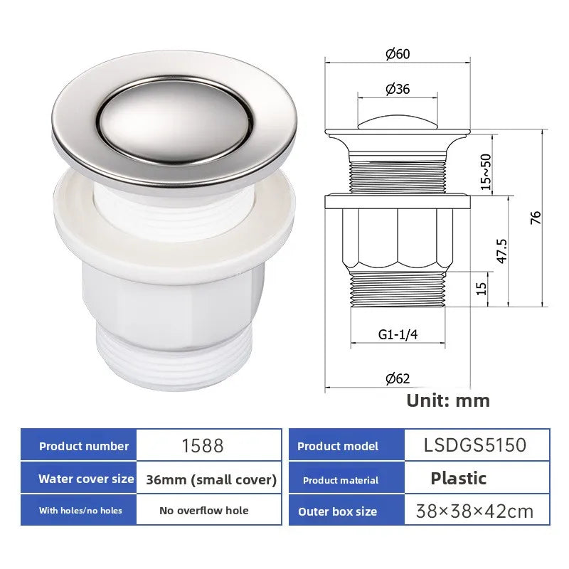 Pop Up Drain Stopper – Black, Chrome & Bronze Basin Drain