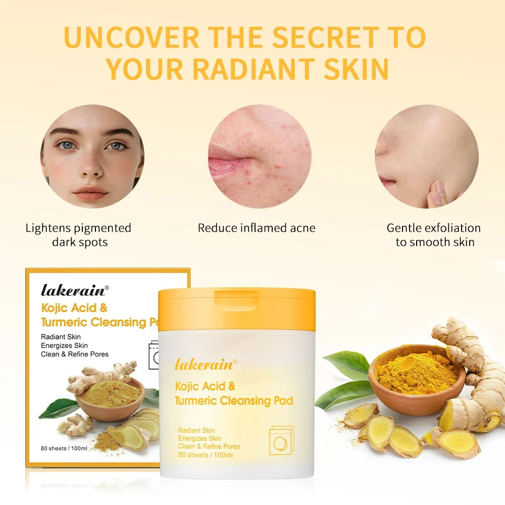 Turmeric & Kojic Acid Exfoliating Cleansing Pads – 80 Pack