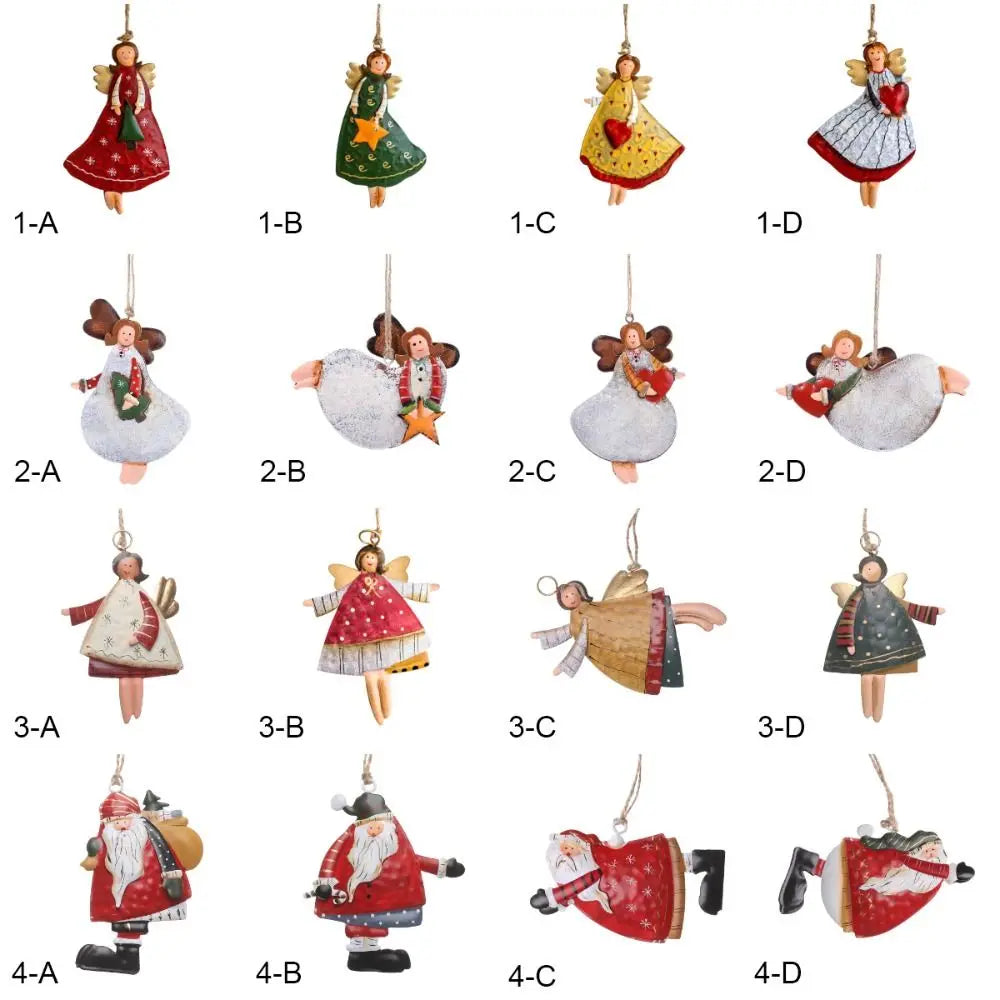 Wrought Iron Christmas Hanging Ornaments – Angel & Santa
