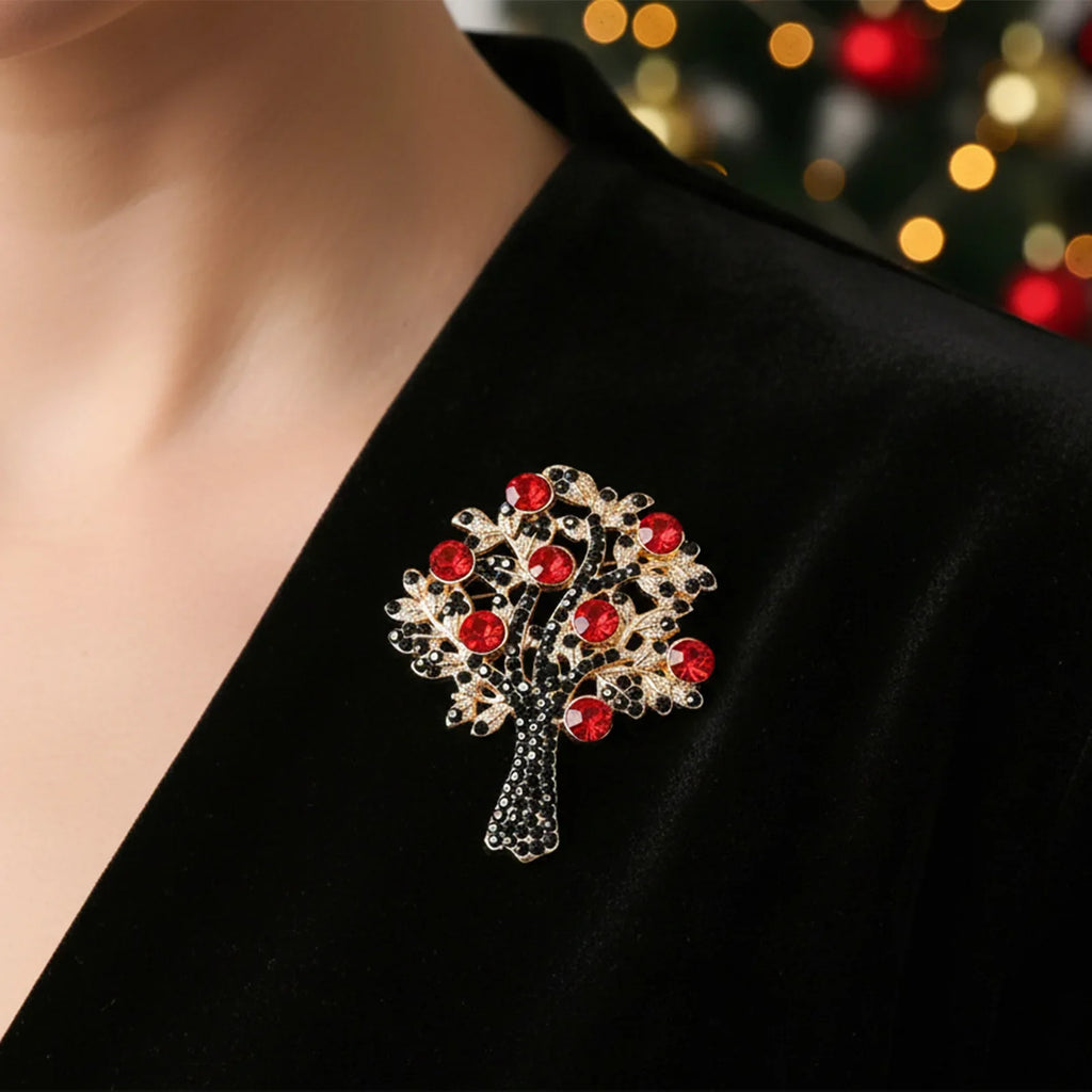 Santa Claus Christmas Tree Brooch | Vintage Alloy Pin Badge