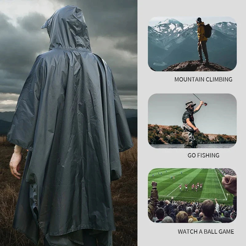 3-in-1 Waterproof Rain Poncho – Hiking, Camping & Travel