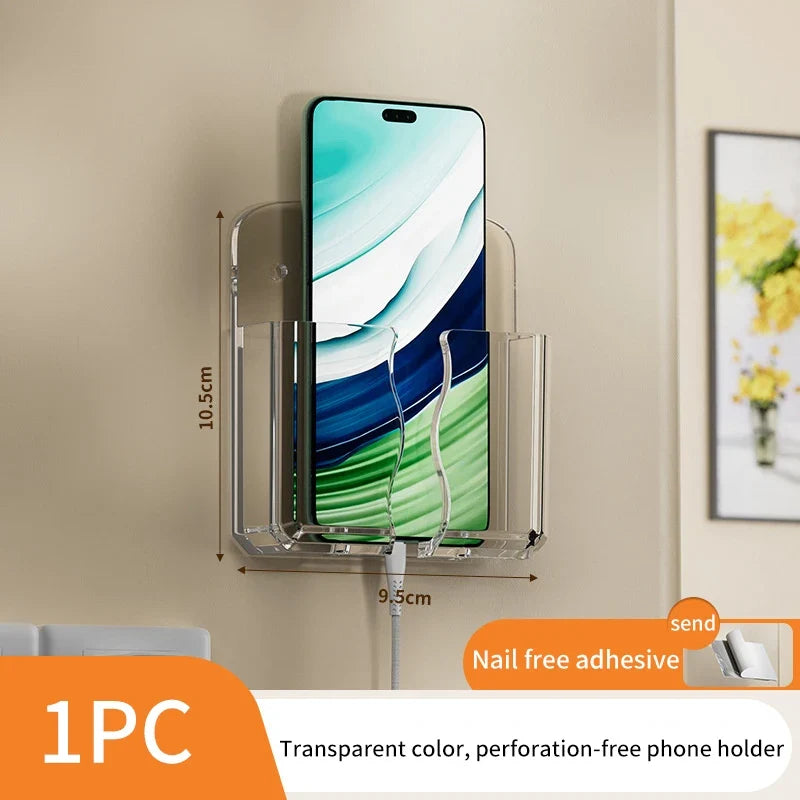 Wall Mount Phone & Remote Control Holder Storage Box