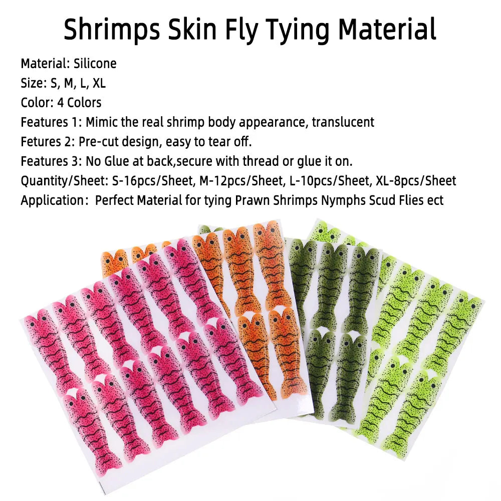 Pre-cut Realistic Shrimps Skin Fly Tying Material Wrap Prawn Scuds