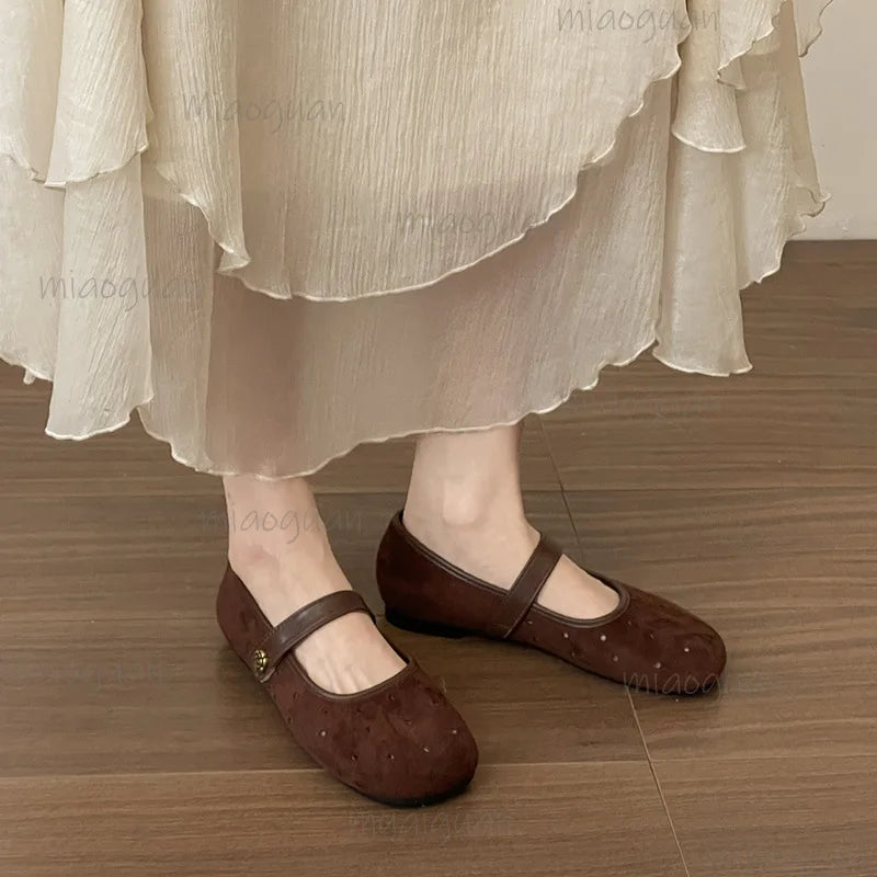 Women's Vintage Mary Jane Flats – Buckle Strap Ballet Loafers