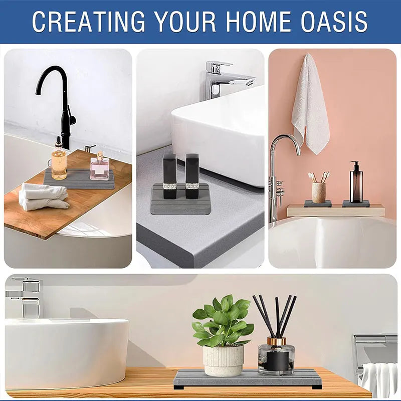 3-Pack Diatomite Sink Tray | Fast-Drying Stone Counter Mat