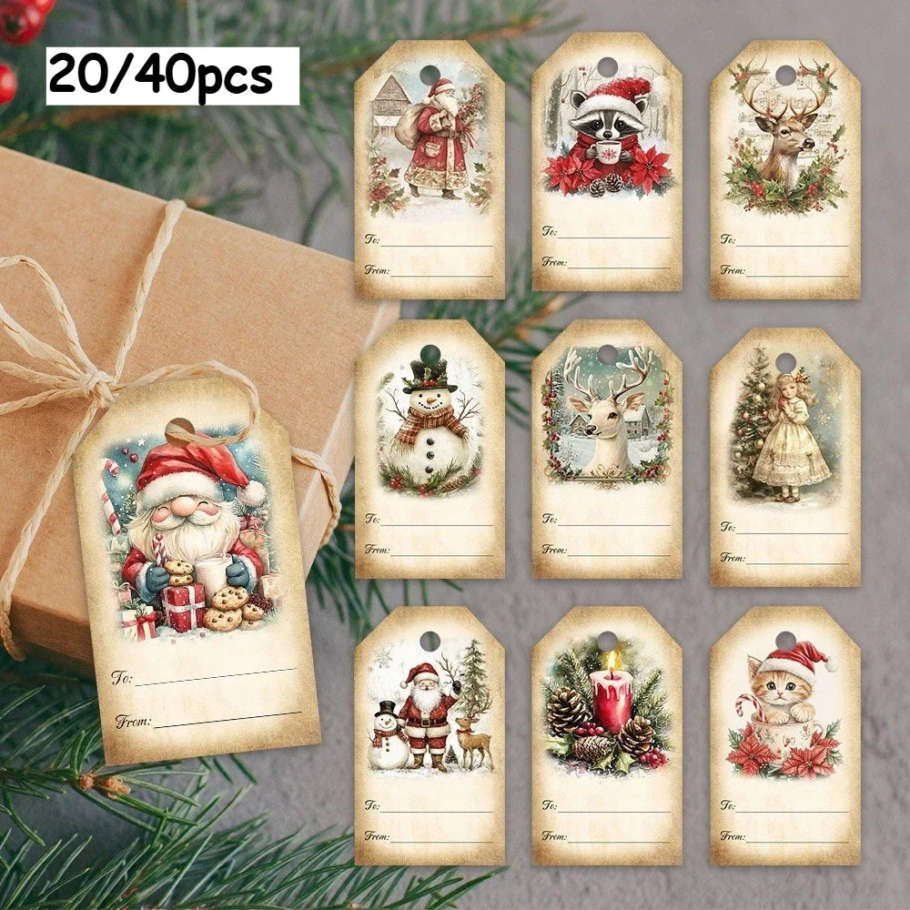 Christmas Gift Tags – Santa, Snowmen & Deer | 20/40 Pcs Set