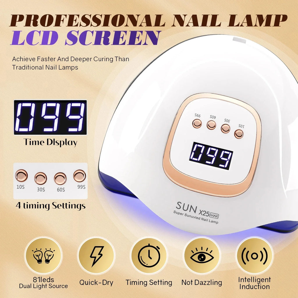 UV LED Nail Lamp 81 Fast Curing Dryer Gel Polish Manicure Pedicure