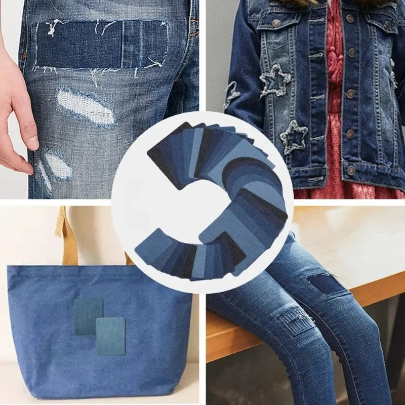 Denim Iron-On Fabric Patches for Clothes – 5pcs DIY Set