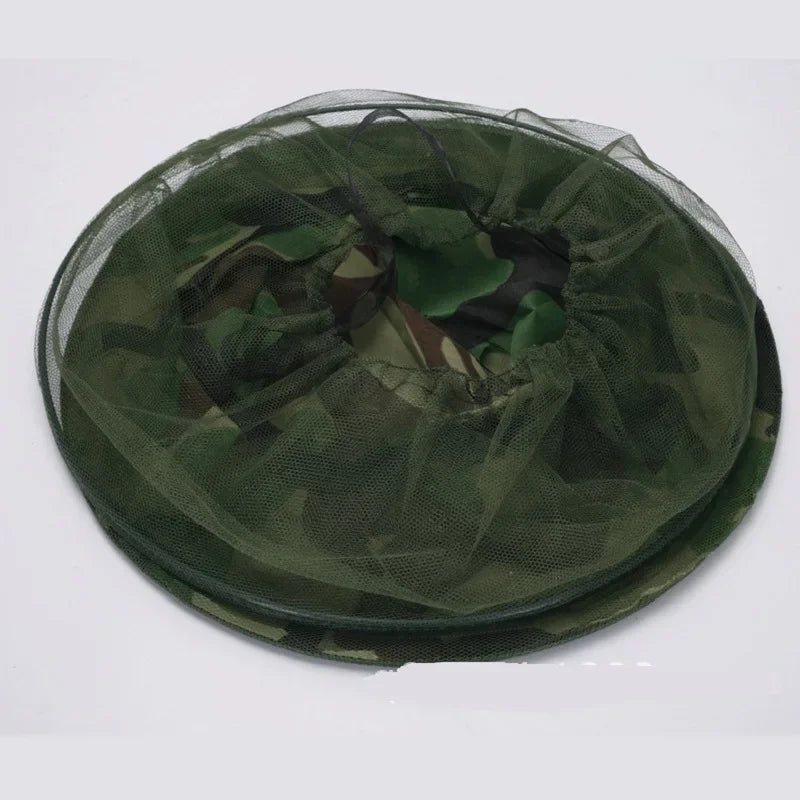 Camouflage Insect Head Net Hat | Mesh Face Protection Veil