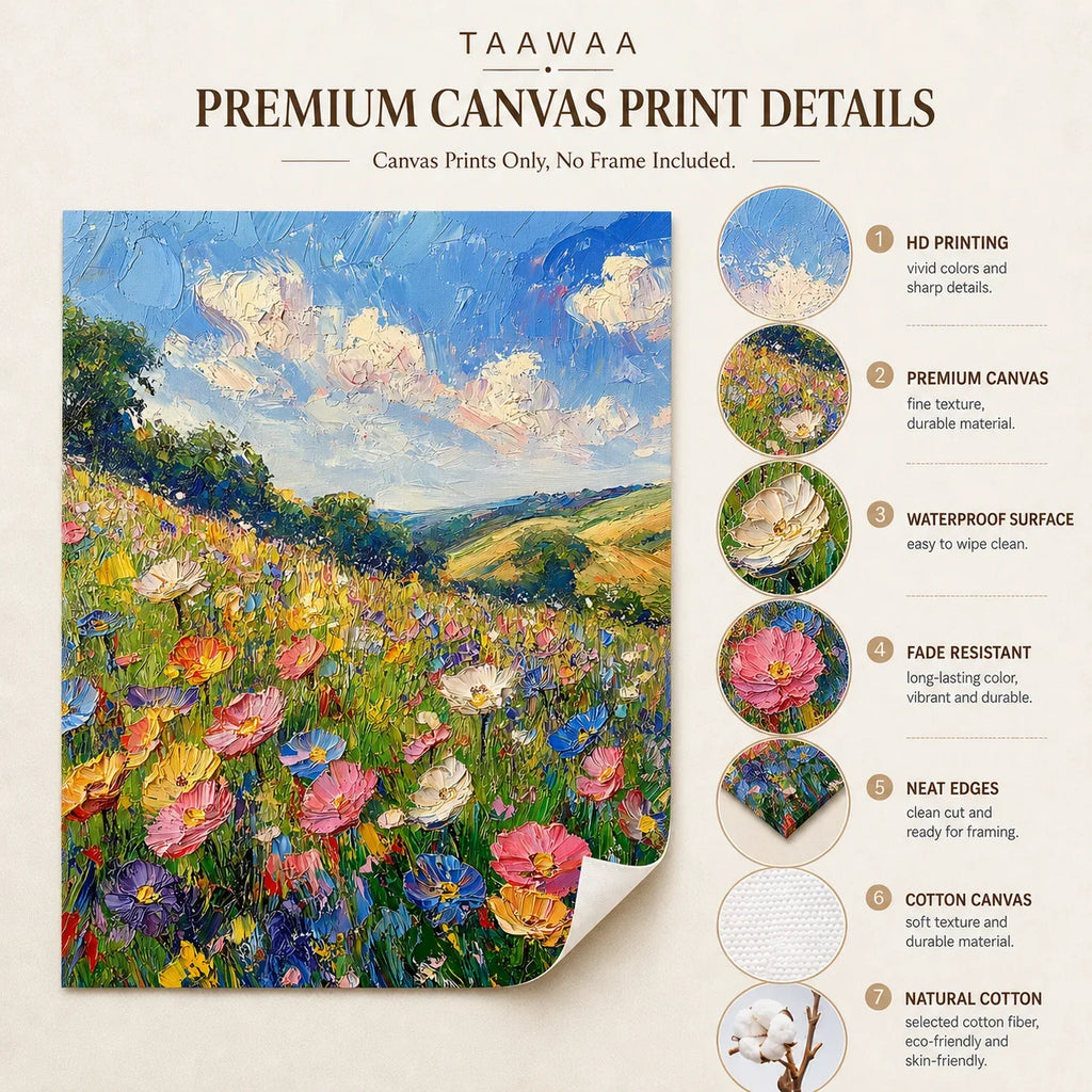Wildflower Meadow Canvas Wall Art | Spring Landscape Print