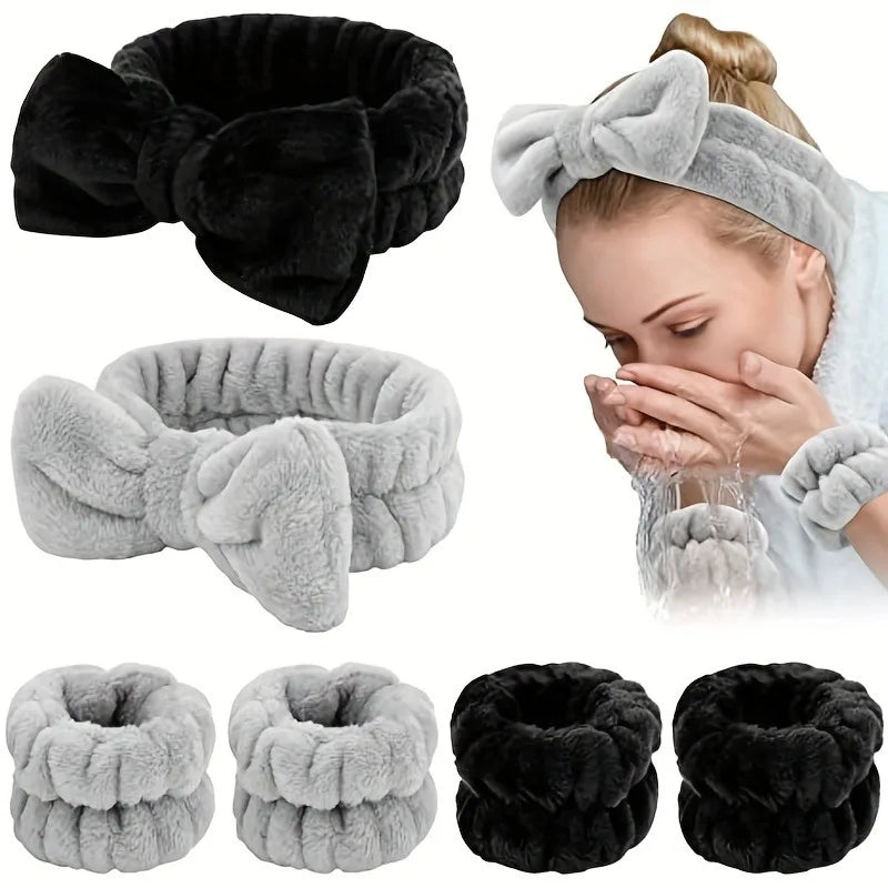 Butterfly Headband & Wristband Set – Plush Flannel Beauty Accessories