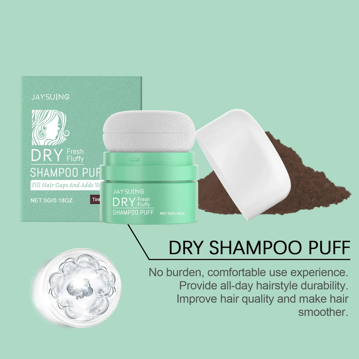 Matte Dry Shampoo Powder Puff – Oil Control & Root Volume Boost
