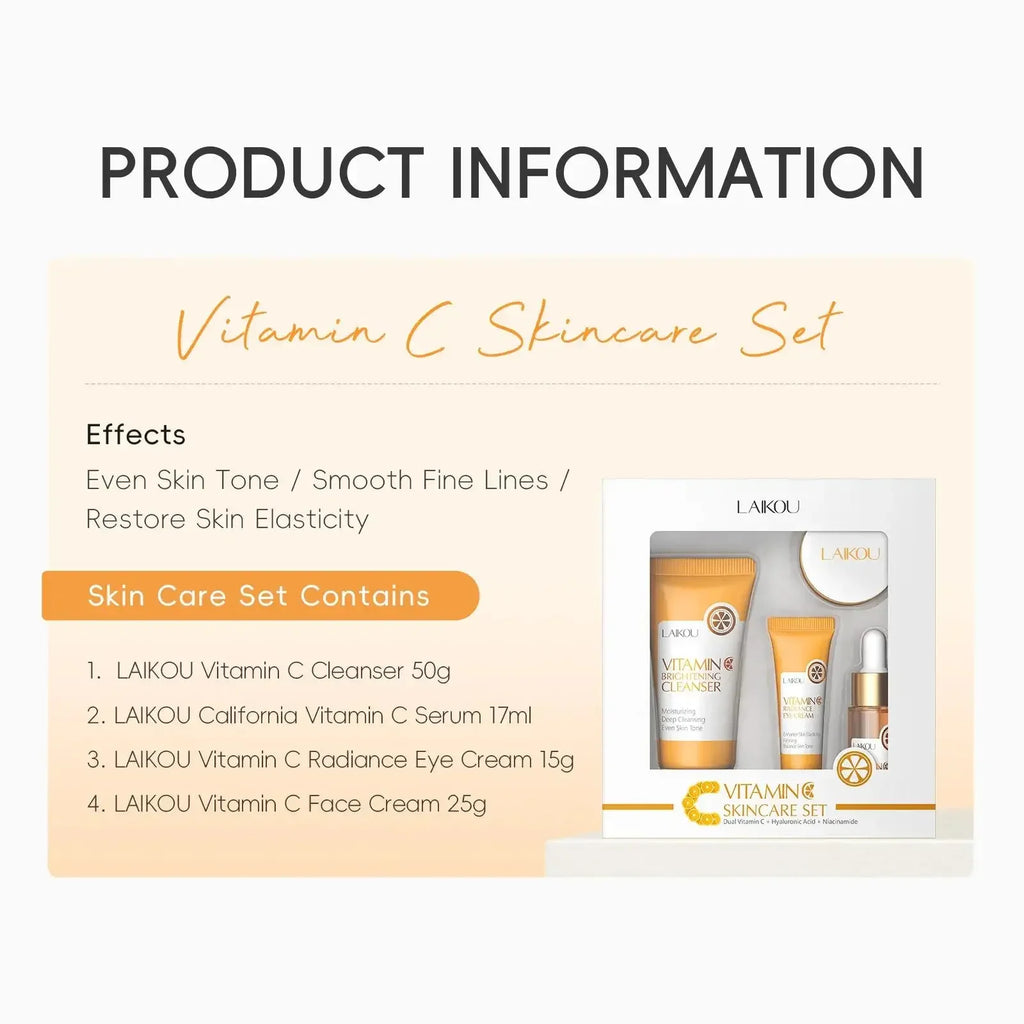 LAIKOU Vitamin C Brightening Skin Care Kit – 4-Piece Set
