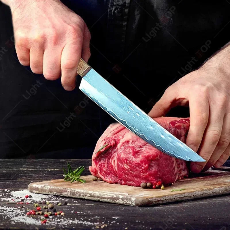 Damascus Steel Chef's Knife – Wood Handle | Kitchen Knife